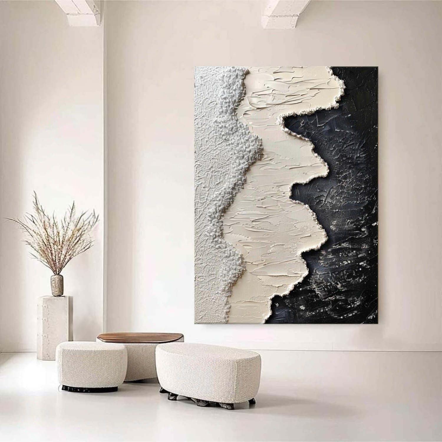 Wall Art Monochrome Wave Painting
