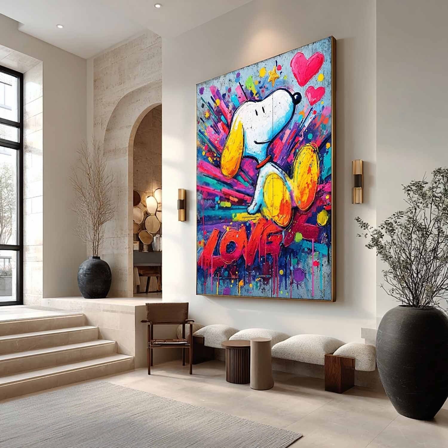 Snoopy Love Pop Art Impasto Painting