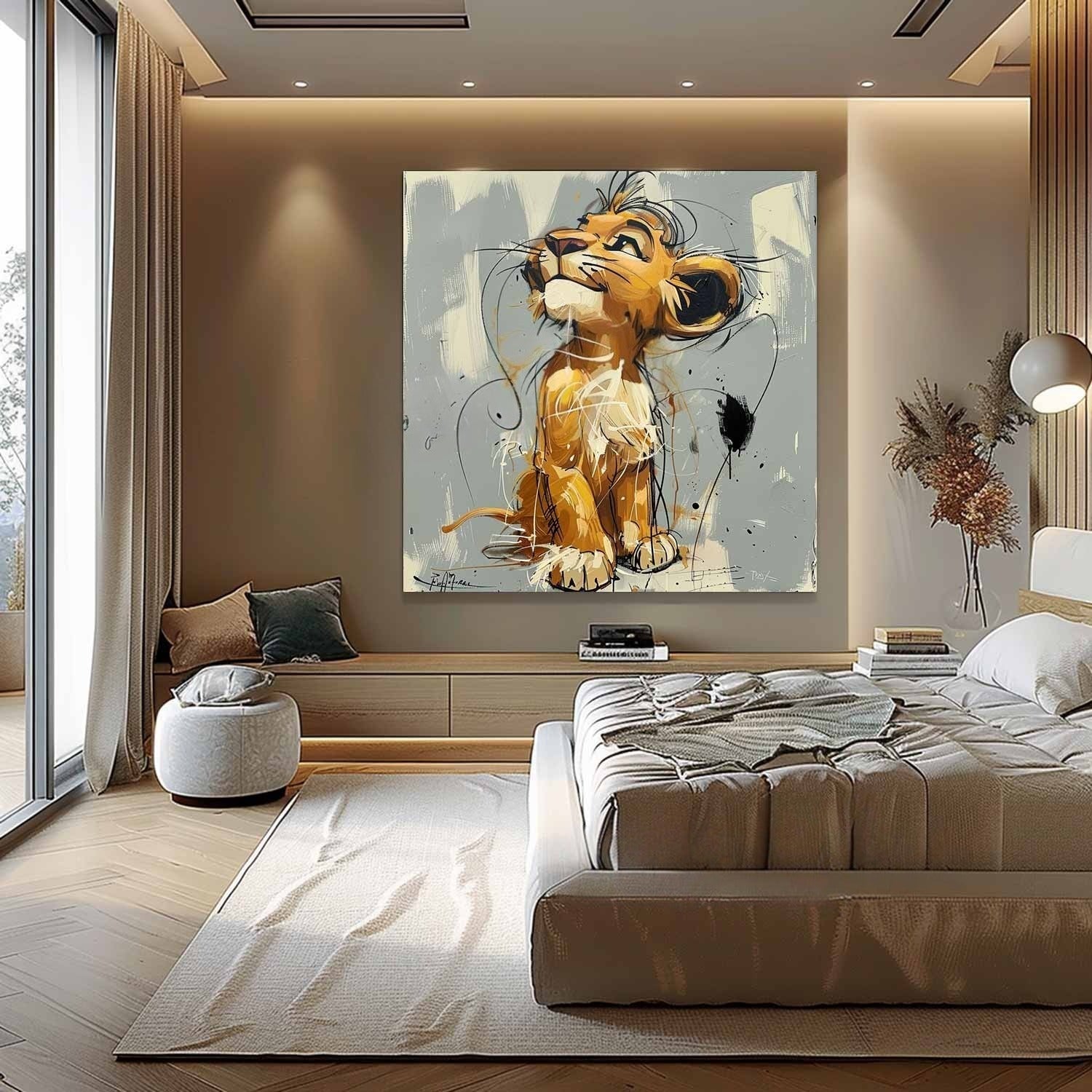 Wall Art Pop Cartoon Lion Graffiti Modern Joyful