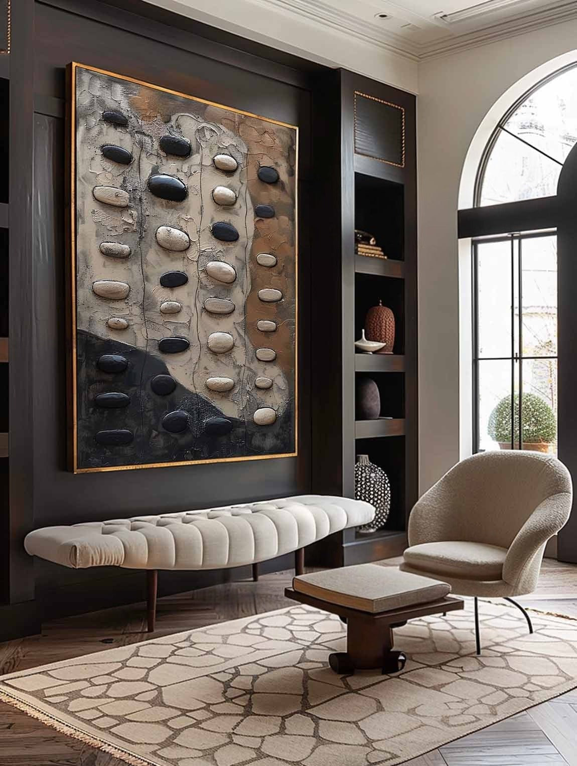 Wall Art Wabi-Sabi Relief Abstract Pebble Natural