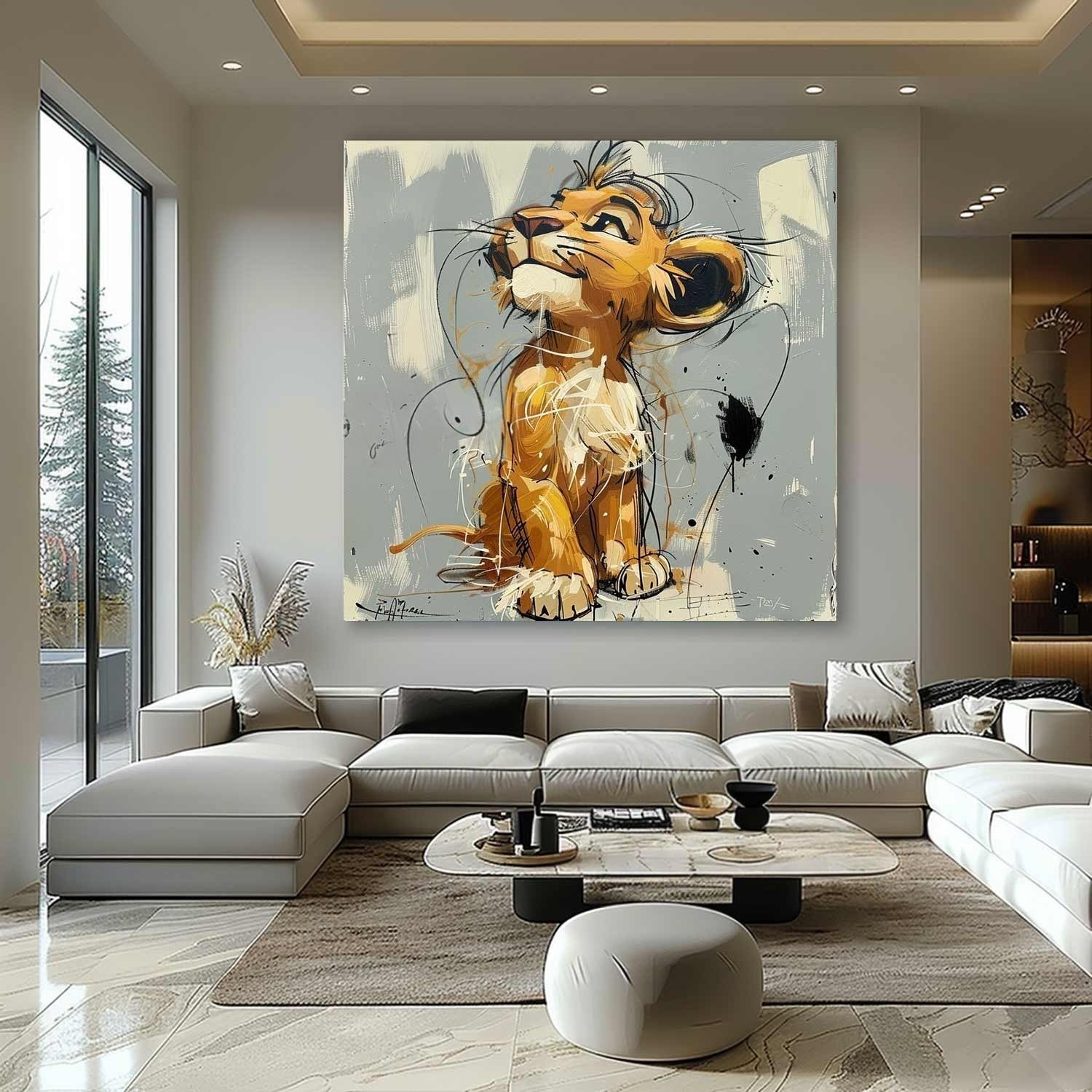 Wall Art Pop Cartoon Lion Graffiti Modern Joyful