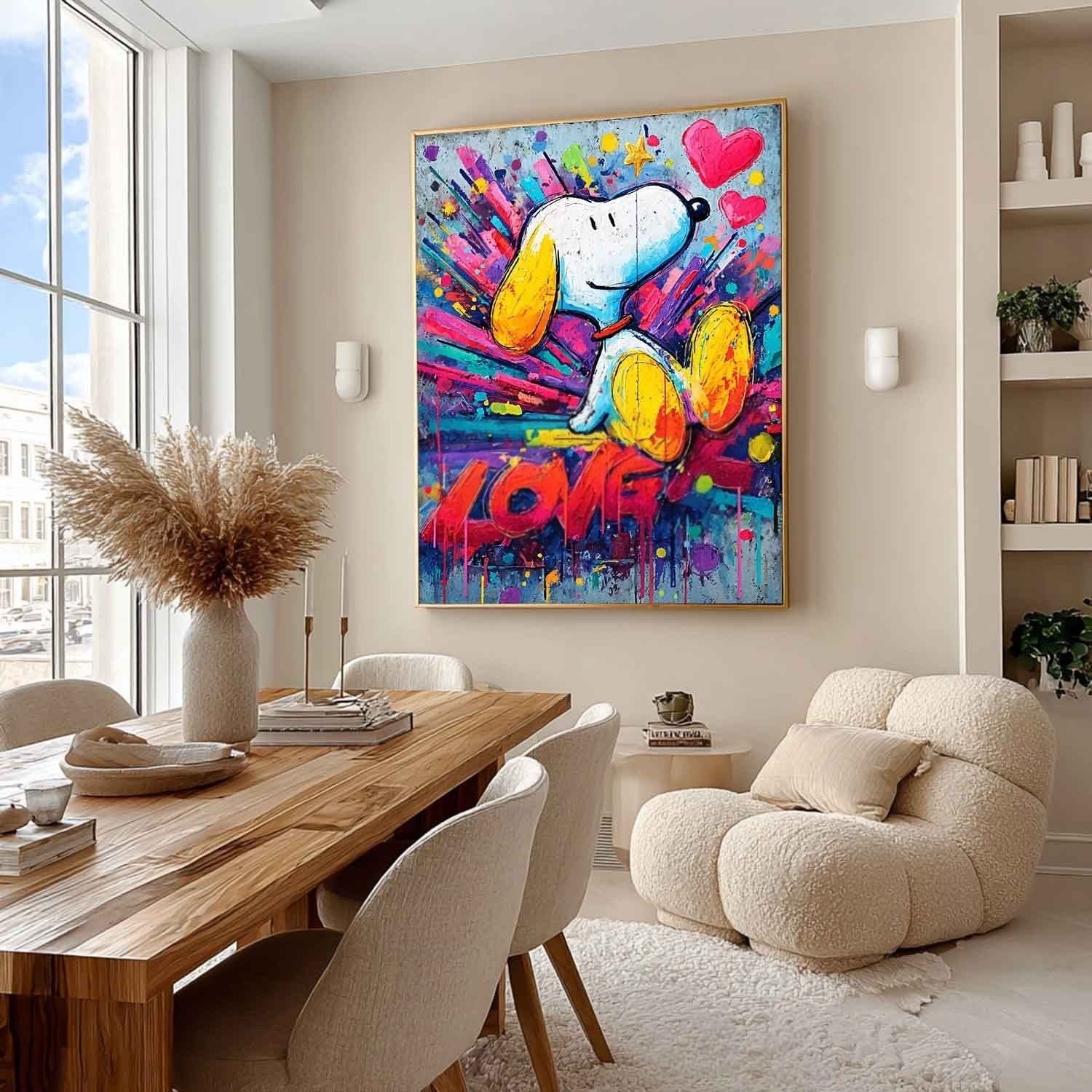 Snoopy Love Pop Art Impasto Painting