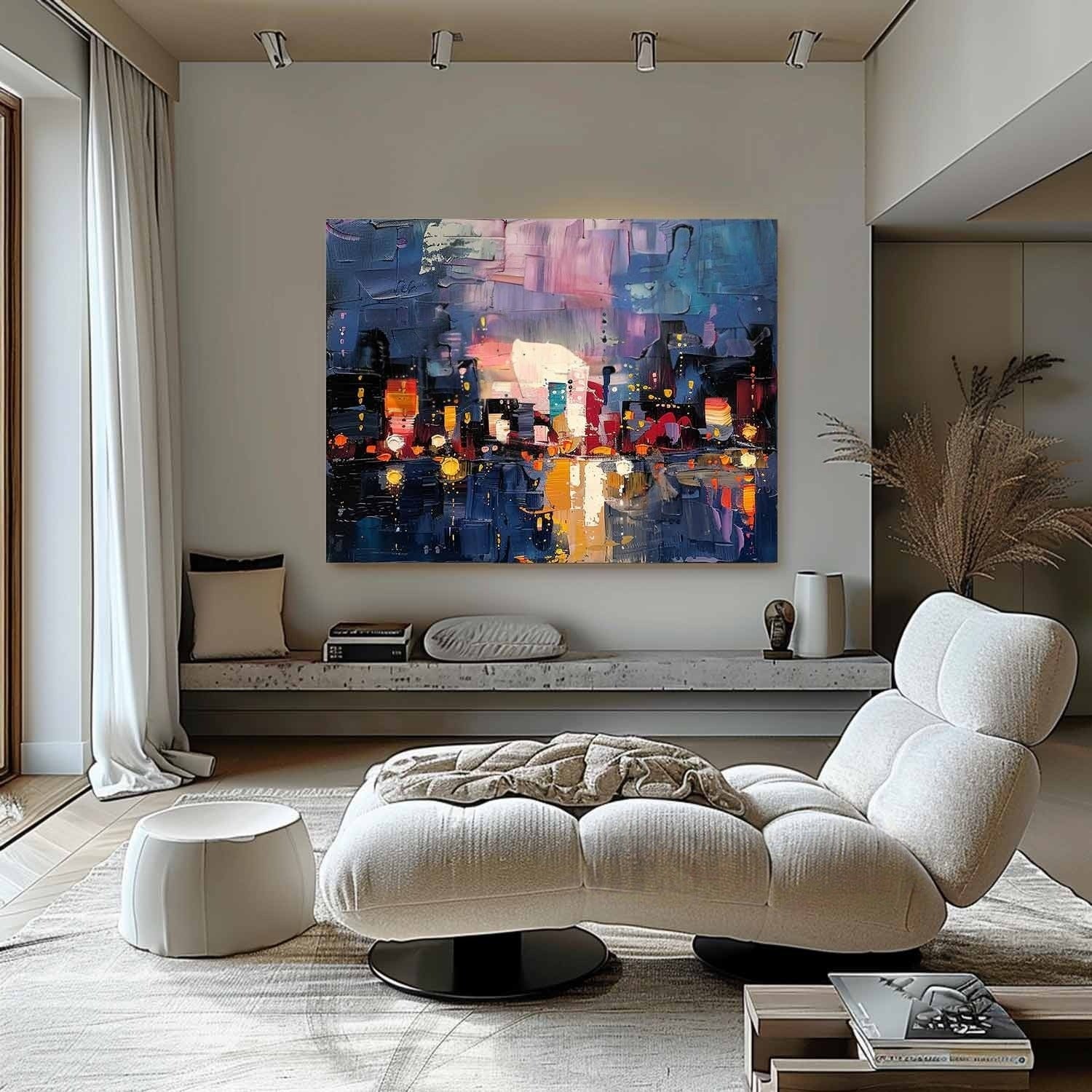 Wall Art Colorful Abstract Night Cityscape Modern