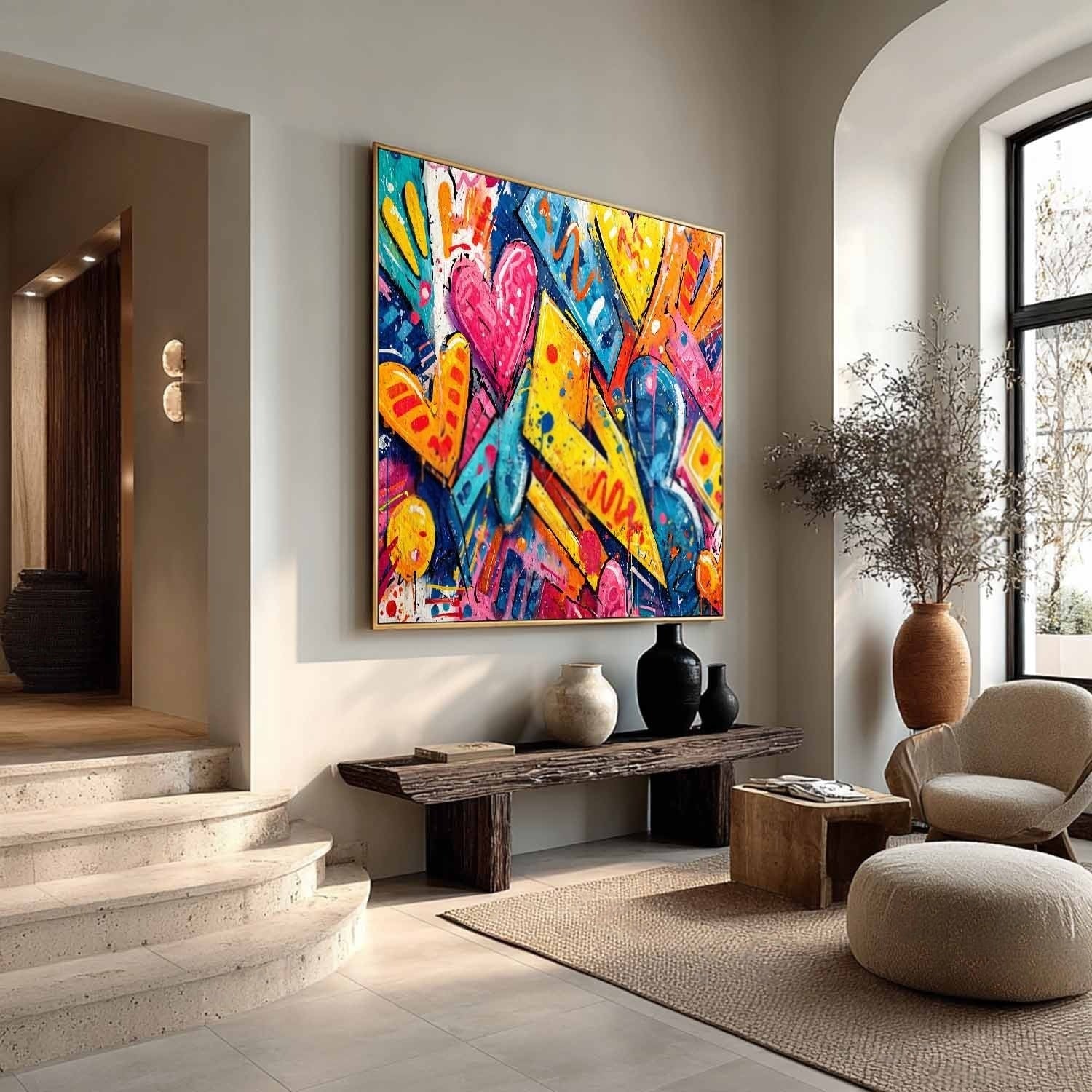 Graffiti Love Hearts Pop Art Impasto Painting