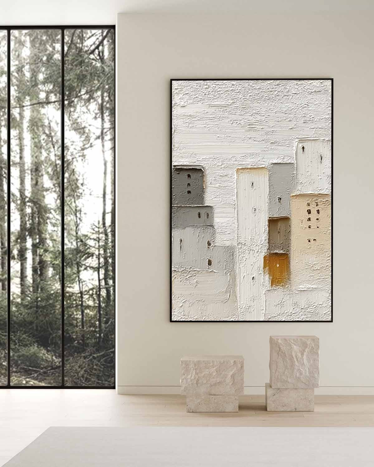 Wall Art Minimalist Cityscape Impasto Neutral