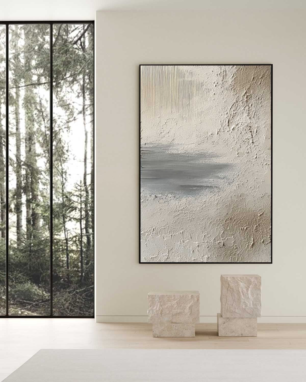Wall Art Vertical Textured Abstract Landscape Scene Muted Earthy