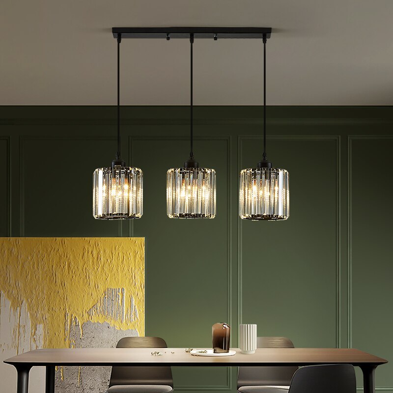 Vina Modern Cluster Cylinder Glass Pendant Light, Black/Gold - Neutralighting