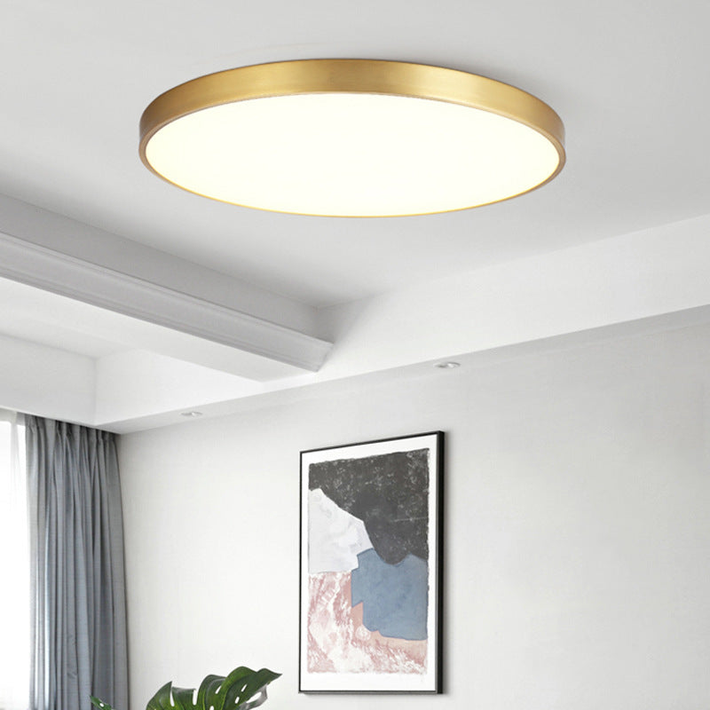 Arisha Nordic LED Gold Round Ceiling Light, Metal & Acrylic - Neutralighting