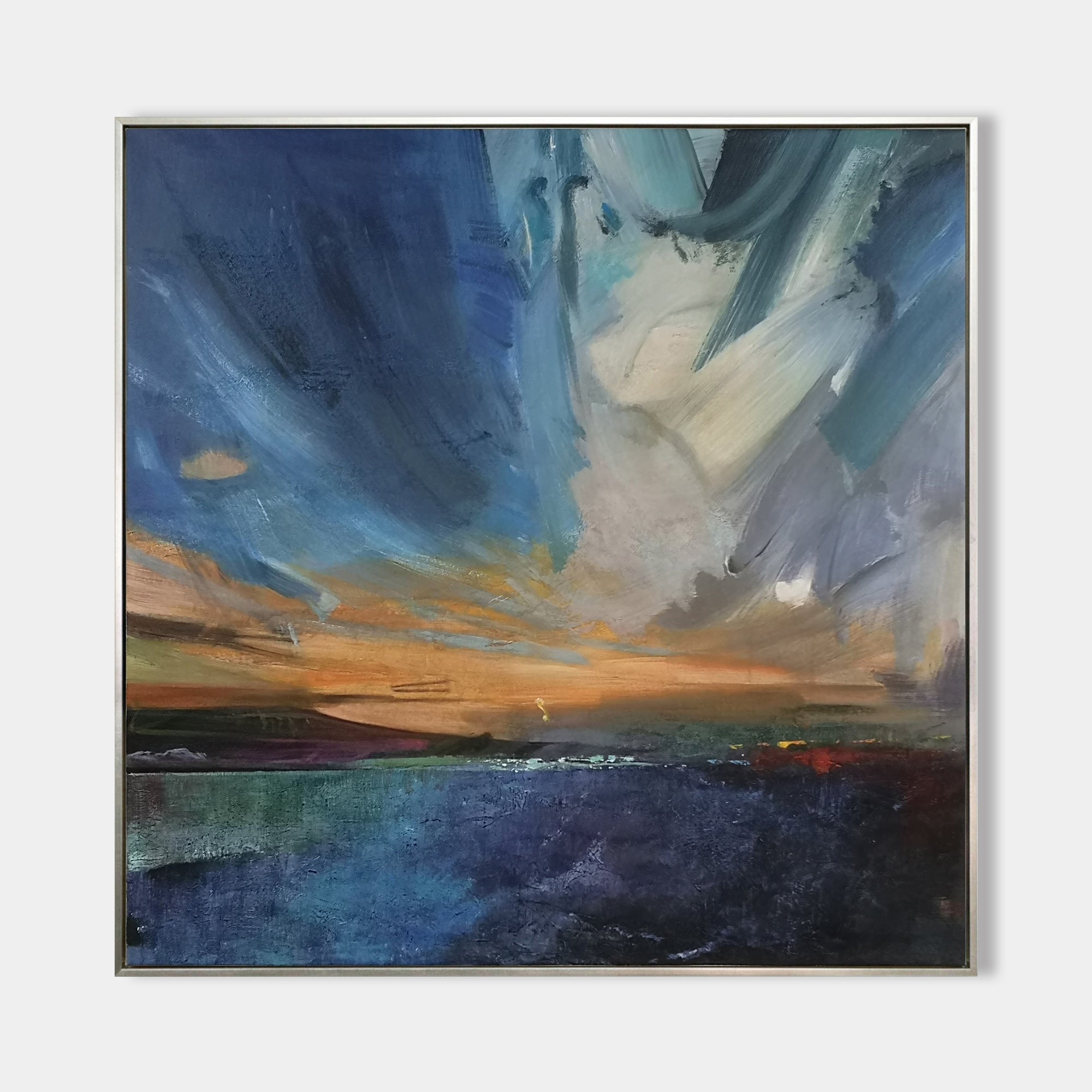 Blue Coastal Oil Painting