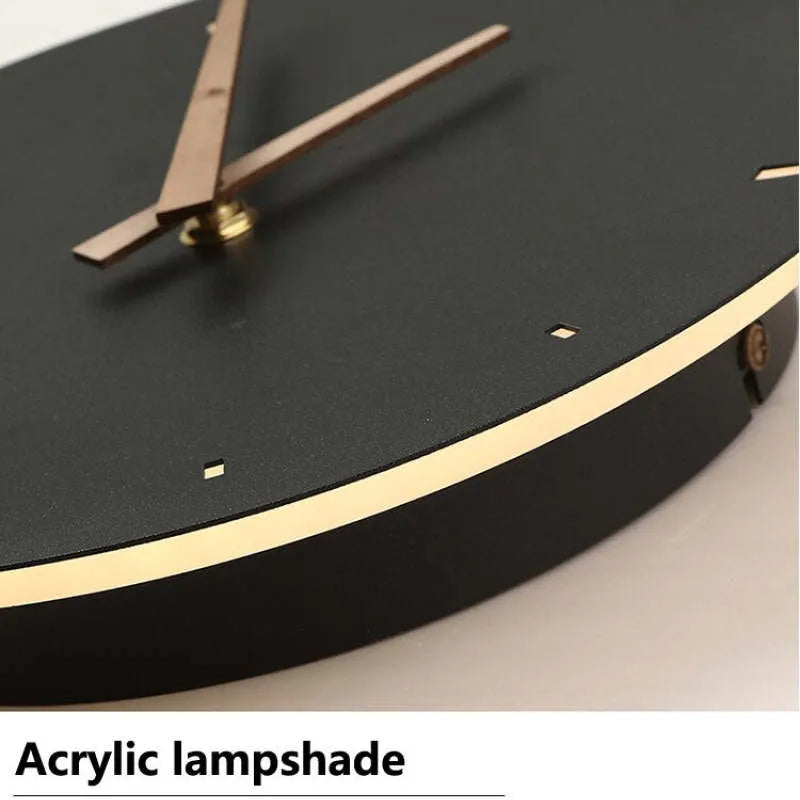 Glint Modern Clock Round Wall Lamp, Gold/Black