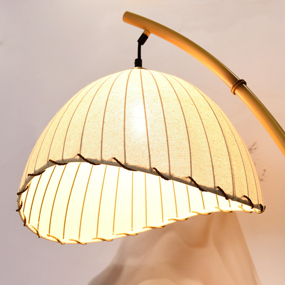 Muto Vintage Bamboo Shape Metal/Fabric Floor Lamp, White - Neutralighting