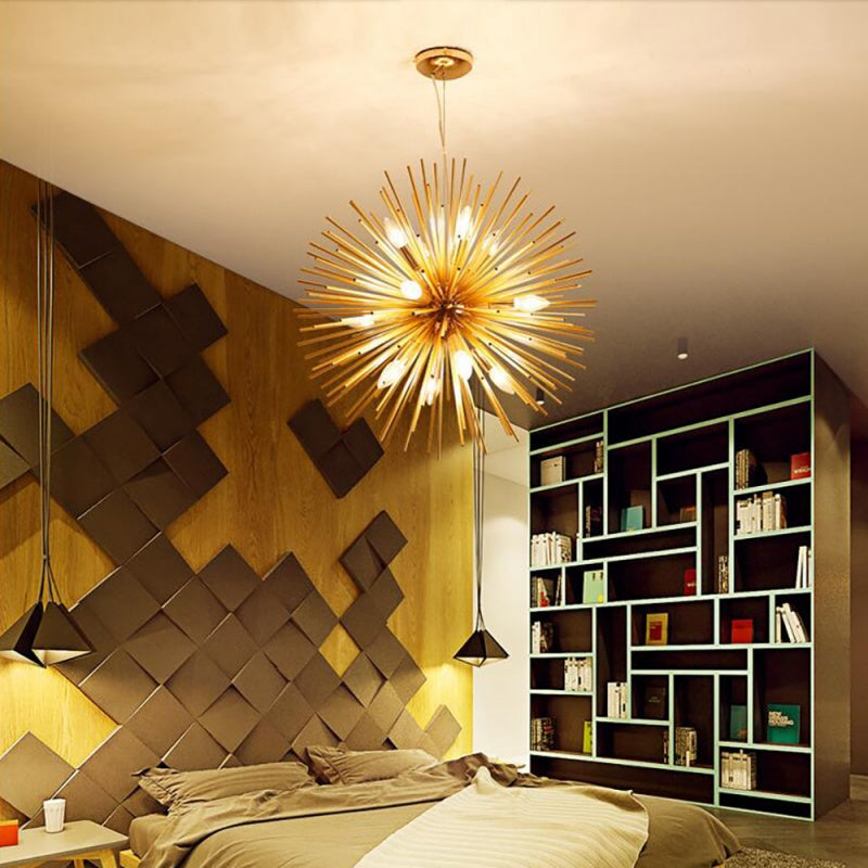 Arisha Modern LED Chandelier Gold Metal Dining/Living Room/Bedroom - Neutralighting