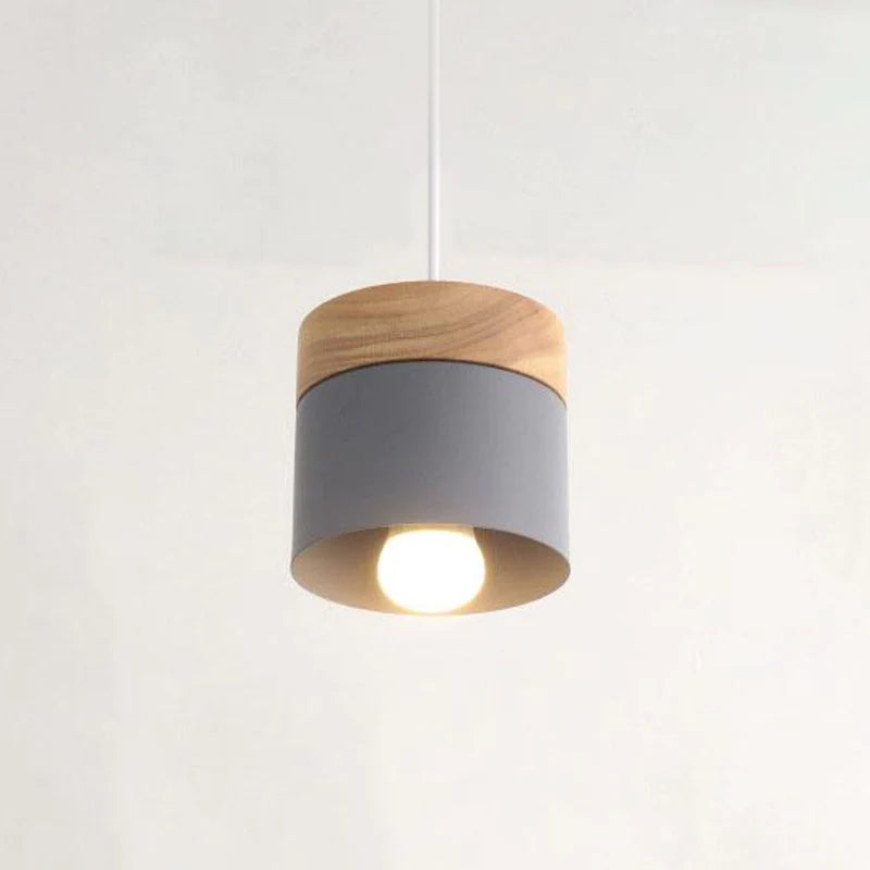 Valentina Modern Can Shape Metal/Wood Pendant Light - Neutralighting