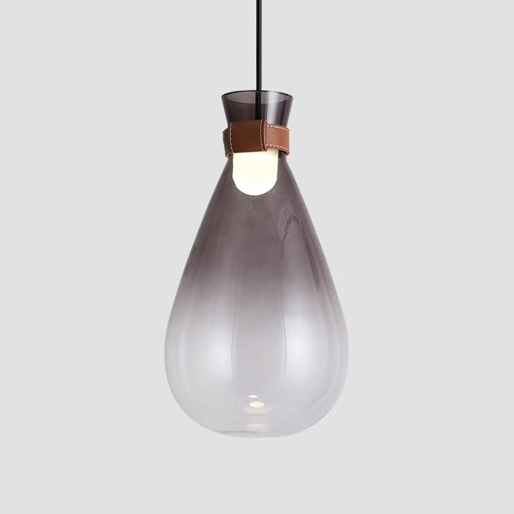 Valentina Minimalist Teardrop Shaped Glass Pendant Light, Smoke Gray/White - Neutralighting