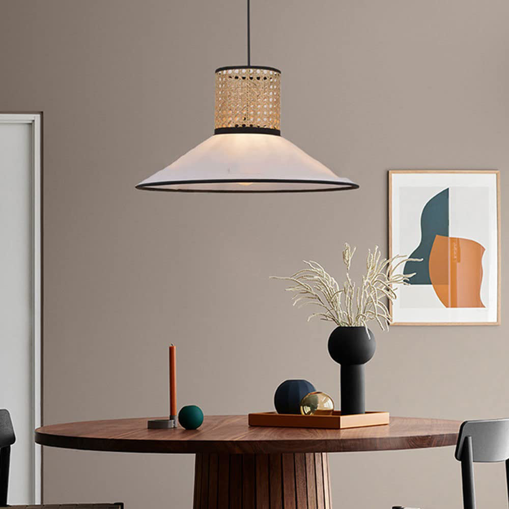 Ritta Modern Rattan/FabricPendant Light, White - Neutralighting