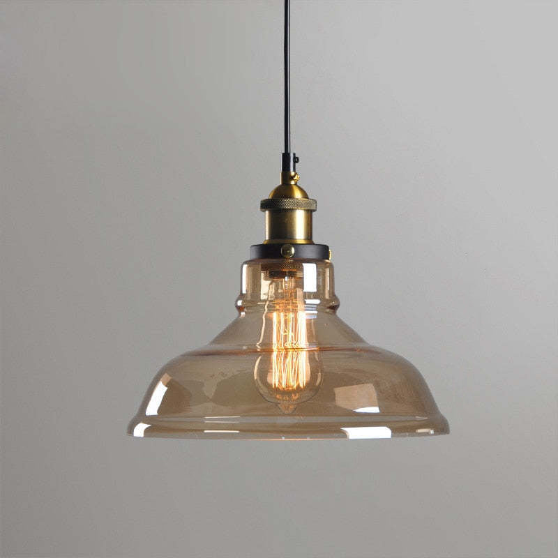 June Industrial Glass Pendant Light Clear/Amber/Smoke Grey - Neutralighting
