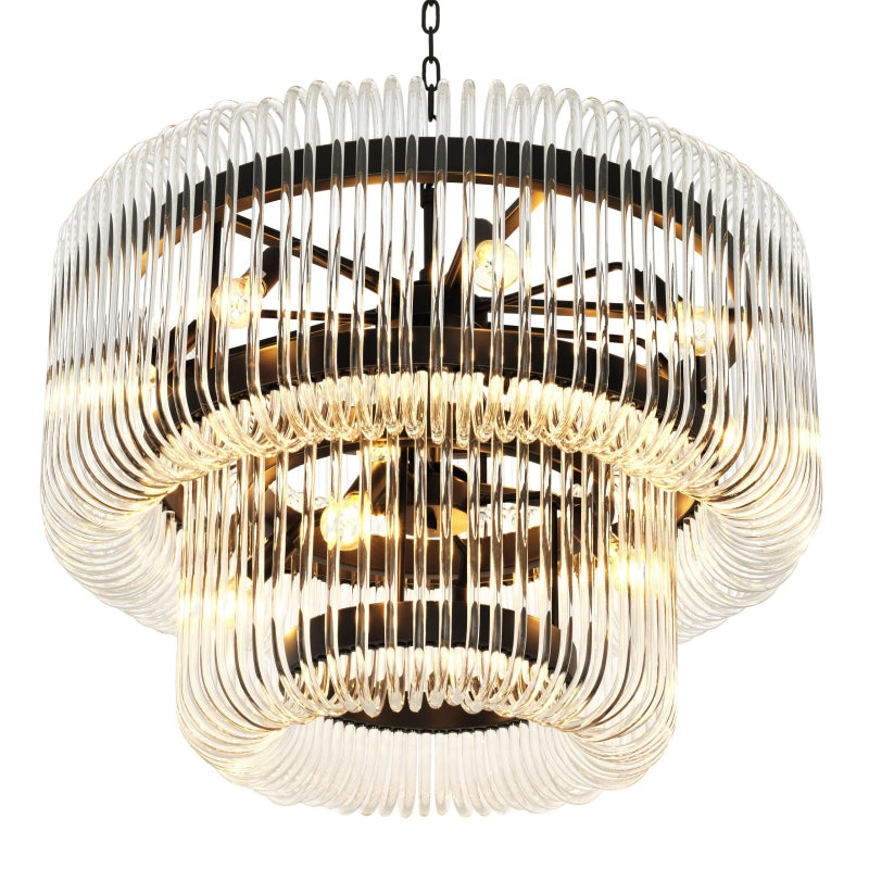 Kristy Modern Luxury LED Chandelier Ceiling Light Black/Gold Glass Living Room - Neutralighting