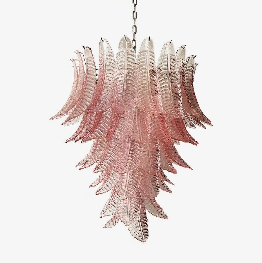 Aurora Chandelier Pink Murano Glass Leaves Cascading Romantic