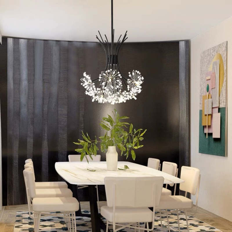 Arisha Modern Art Deco Crystal Sputnik Chandelier, Black/Gold - Neutralighting