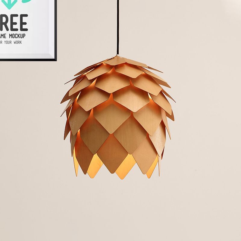 Muto Designer Pinecone Shape Wood Pendant Light - Neutralighting