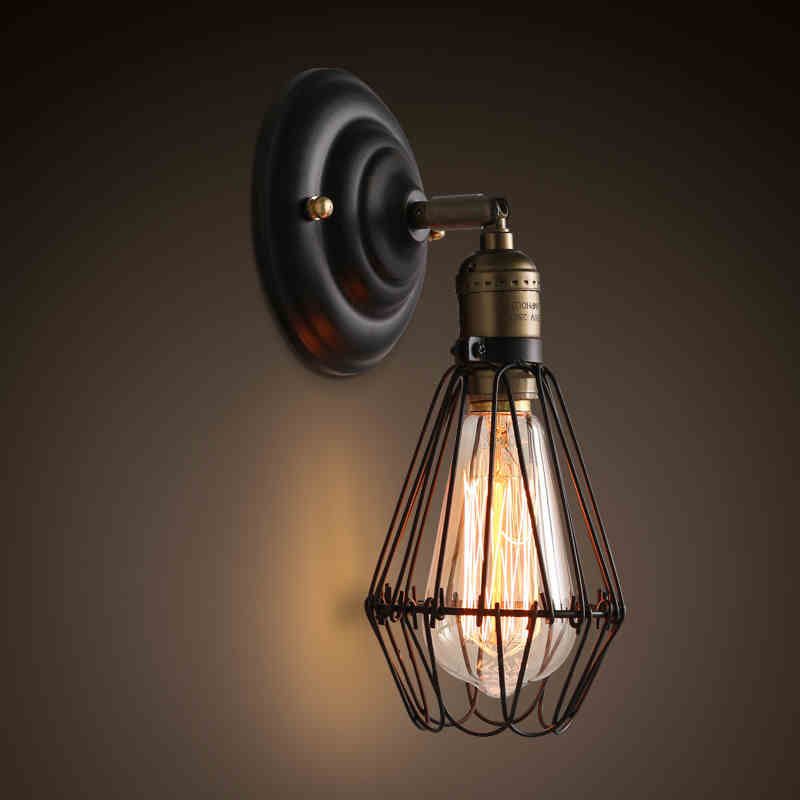 Alessio Industrial Lantern Shaped Metal Wall Lamp, Black/Rust - Neutralighting