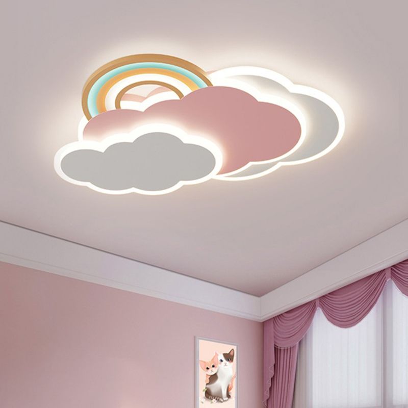 Aria Modern Cloud/Rainbow Flush Mount Ceiling Light Pink/White - Neutralighting
