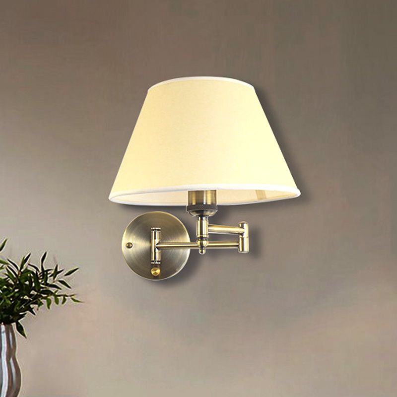 Arisha Wall Lamp Vintage, Pleated Fabric Adjustable, White/Beige, Bedroom - Neutralighting