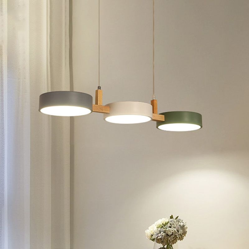 Aira Metal & Wood 3 Heads Circular LED Pendant Light - Neutralighting