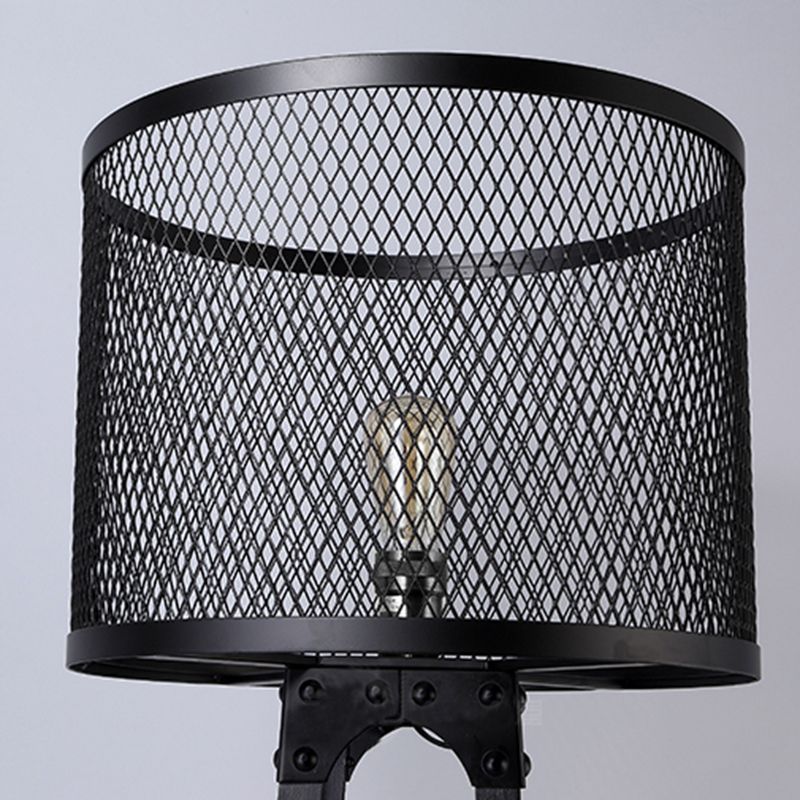 Alessio Modern Cylinder Mesh Screen Metal Floor Lamp, Black - Neutralighting