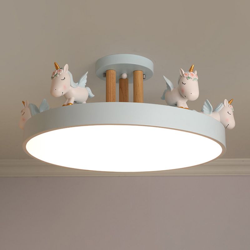 Arisha Modern Round Unicorn Semi-Flush Mount Ceiling Light