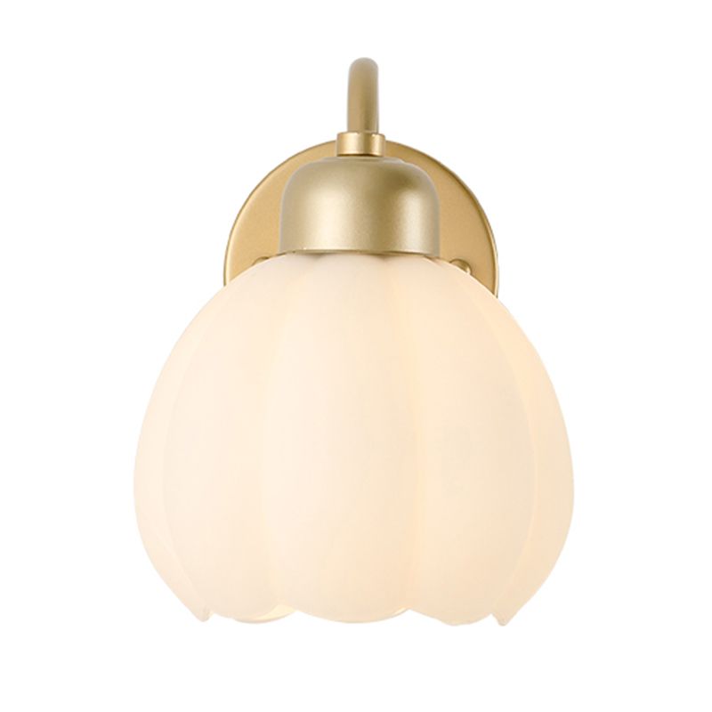 Valentina Nordic Flower Vanity Glass Metal Wall Lamp, Gold/Ivory - Neutralighting