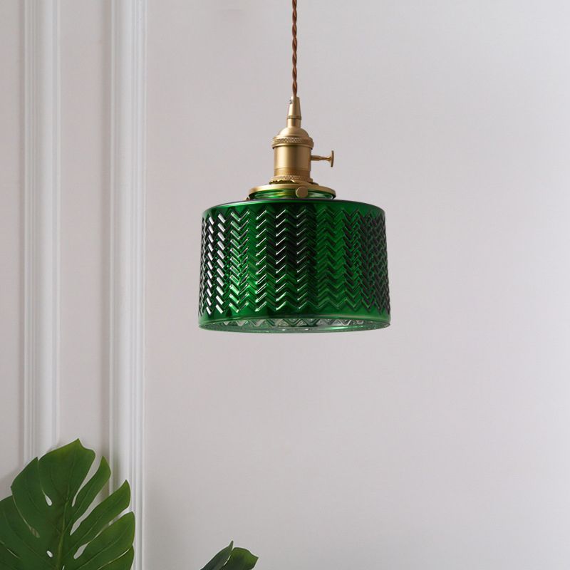 Valentina Retro LED Pendant Light Metal Green Glass Dining Room - Neutralighting