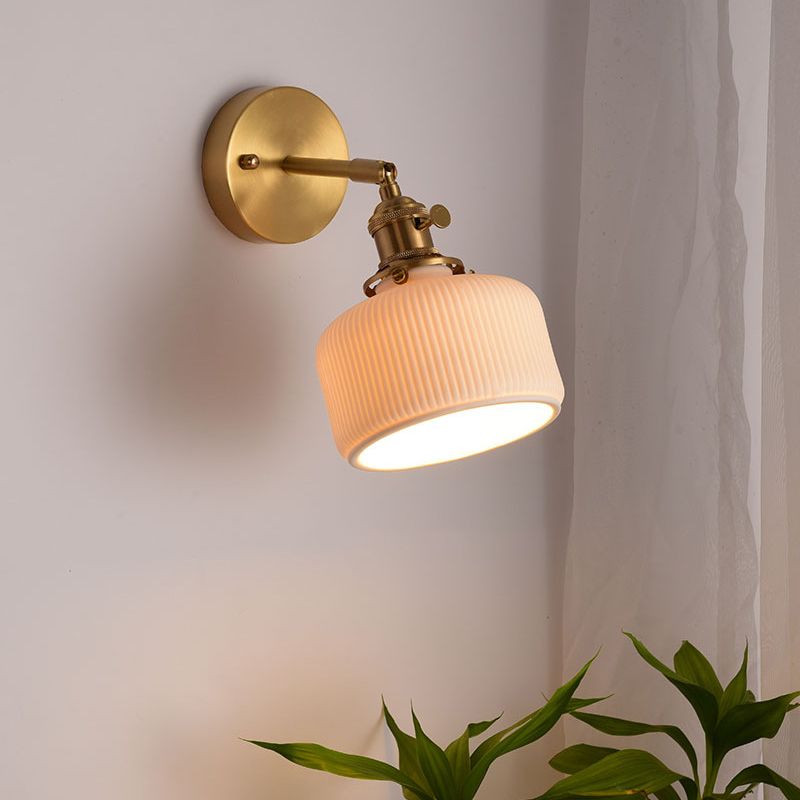Arisha Vintage Column Ceramic Vanity Light, White, Bedroom - Neutralighting