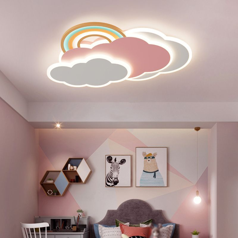Aria Modern Cloud/Rainbow Flush Mount Ceiling Light Pink/White - Neutralighting