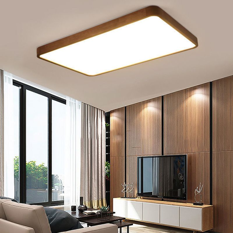 Muto Modern Geometric Walnut LED Flush Mount Ceiling Light - Neutralighting