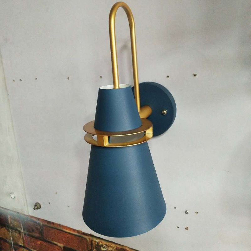 Valentina Modern Cone Metal Wall Lamp, Black/White/Blue - Neutralighting