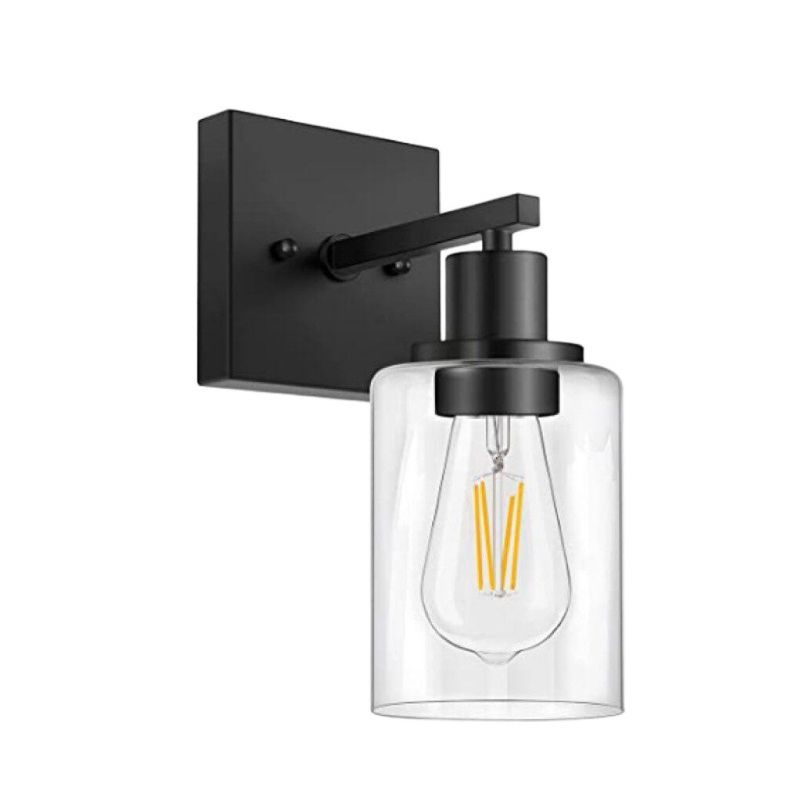 Silva Modern Mirror Front Black Vanity Wall Lamp, Metal/Glass - Neutralighting
