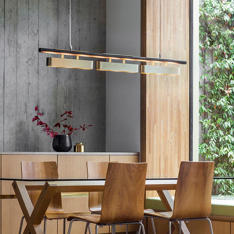 Arisha Pendant Light Rectangular Modern, Metal, Black/Brass, Office - Neutralighting