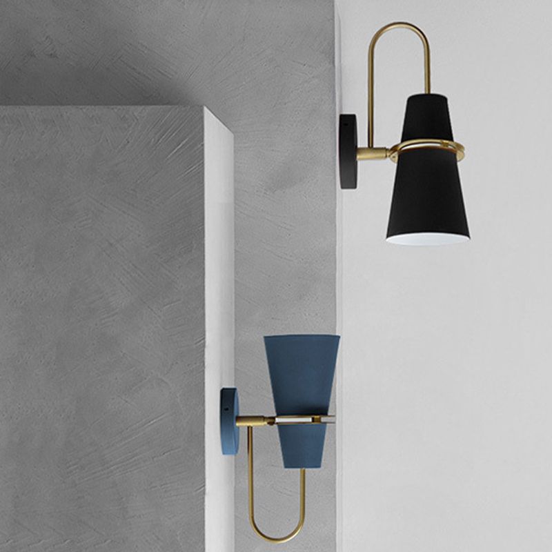 Valentina Modern Cone Metal Wall Lamp, Black/White/Blue - Neutralighting