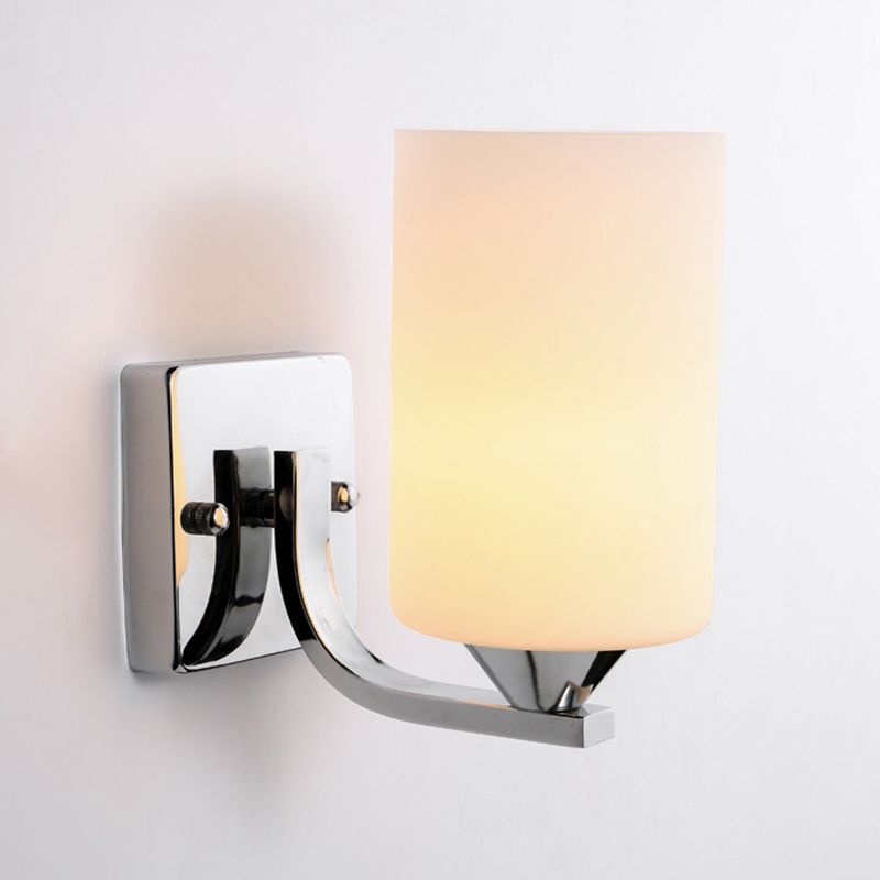 Tiffany Minimalism Cylindrical Metal Glass Art Vanity Wall Lamp, Black/Chrome - Neutralighting