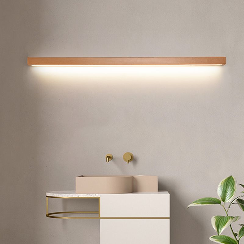 Muto Linear Mirror Wooden Front Vanity Wall Lamp - Neutralighting
