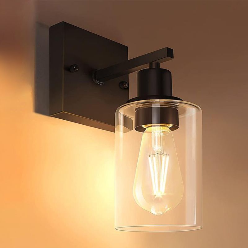 Silva Modern Mirror Front Black Vanity Wall Lamp, Metal/Glass - Neutralighting