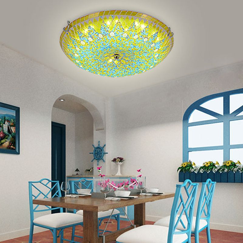 Tiffany Modern Mediterranean Glass Flush Mount Ceiling Light Blue/Yellow/White - Neutralighting