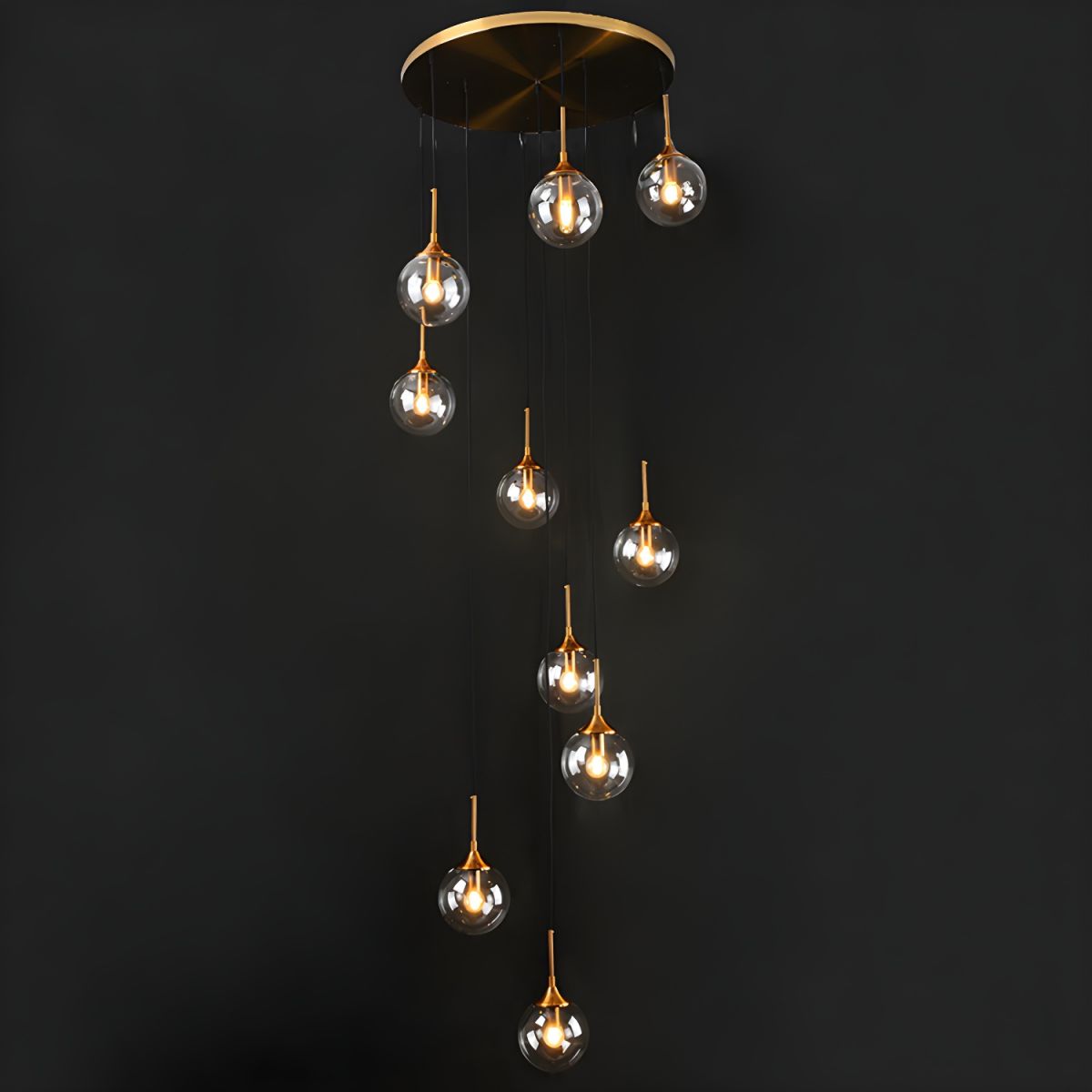Valentina Modern Spiral Ball Glass Staircase Chandelier - Neutralighting