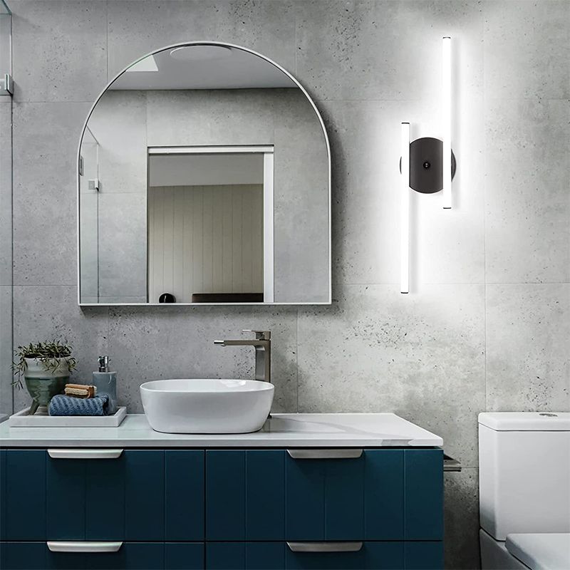 Arisha Modern Bi-Linear LED Vanity Wall Lamp, Black/Silver - Neutralighting