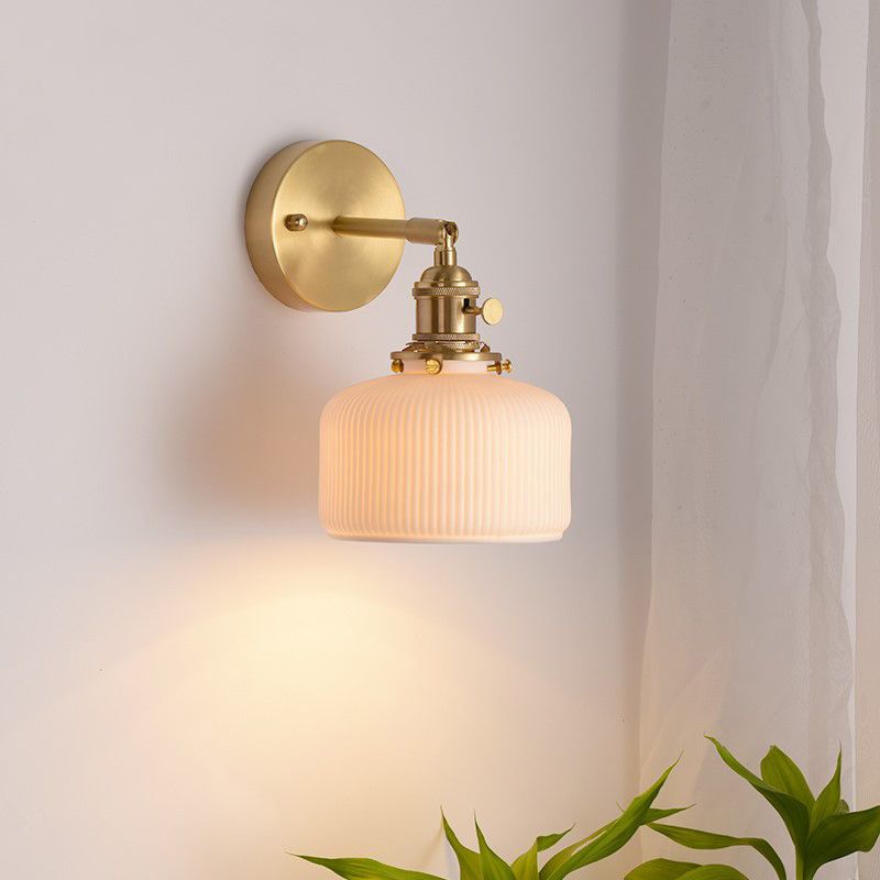 Arisha Vintage Column Ceramic Vanity Light, White, Bedroom - Neutralighting