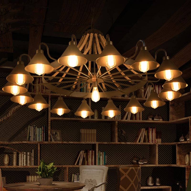 Epoch Vintage Industrial Rope Chandelier Living Room - Neutralighting