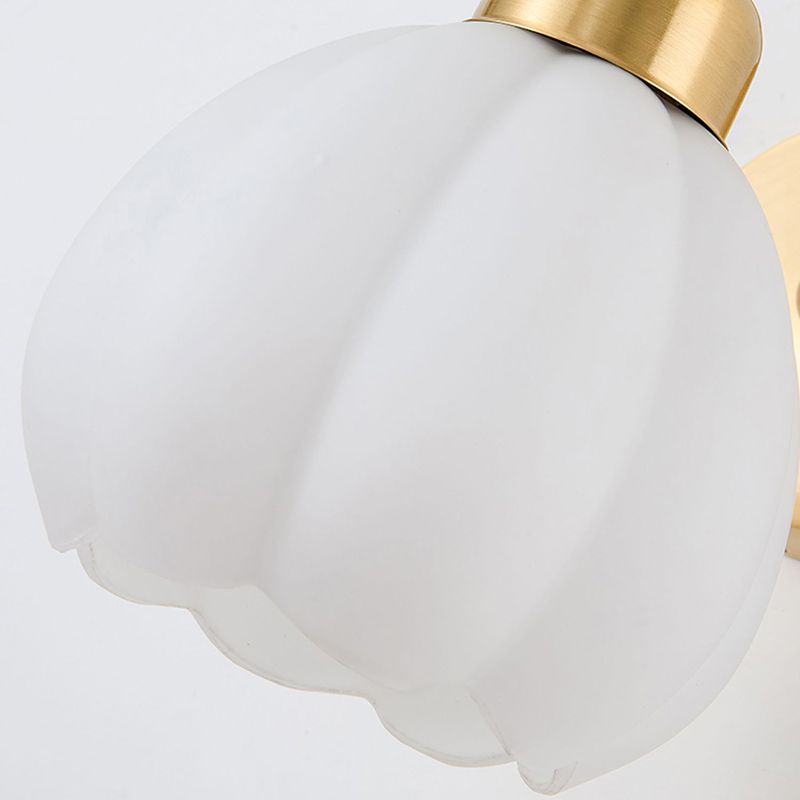 Valentina Nordic Flower Vanity Glass Metal Wall Lamp, Gold/Ivory - Neutralighting