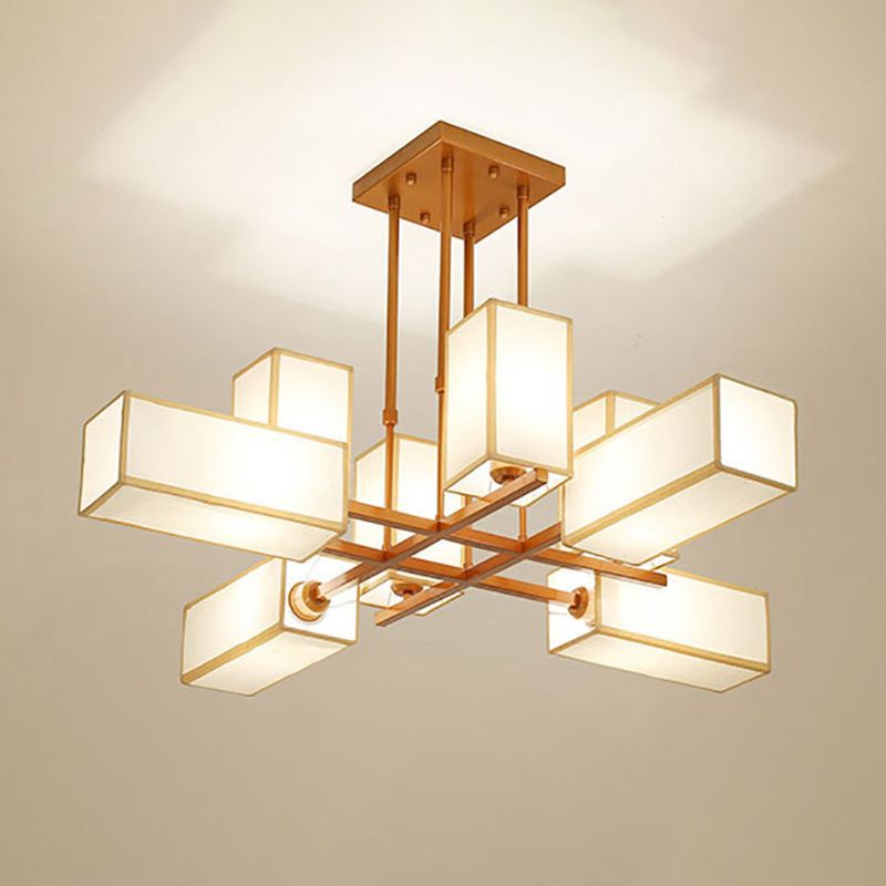Arisha Pendant Light Square Retro, Metal/Fabric, Black/Gold, Living Room - Neutralighting