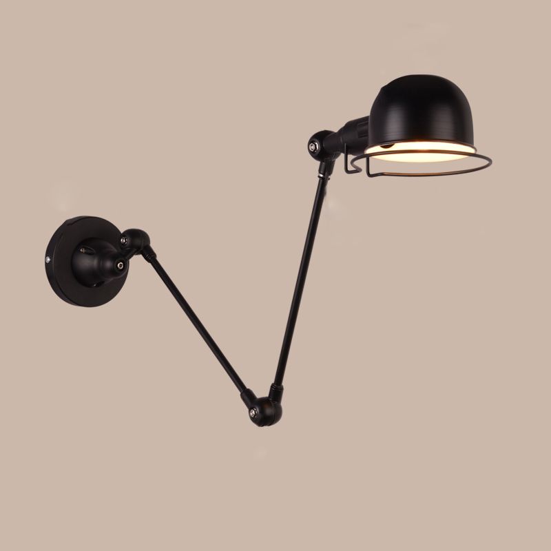 Epoch Wall Lamp Dome Modern, Metal Arm Adjustable, Black/White, Bedroom - Neutralighting